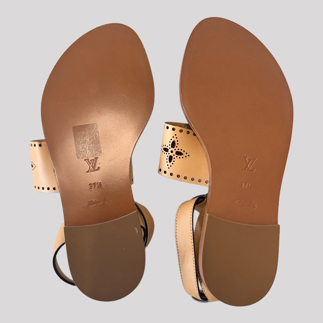 Louis Vuitton Calfskin Perforated Horizon Flat Sandals