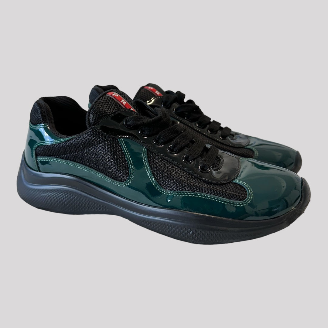 Prada American Cup Green Patent Black Sneaker