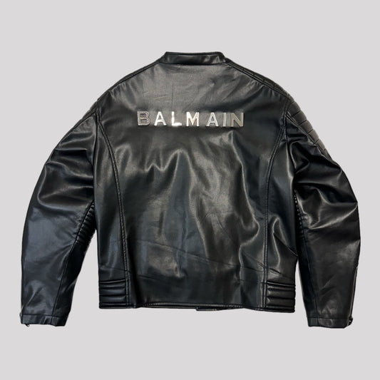 Balmain Paris Biker Synthetic Leather Jacket