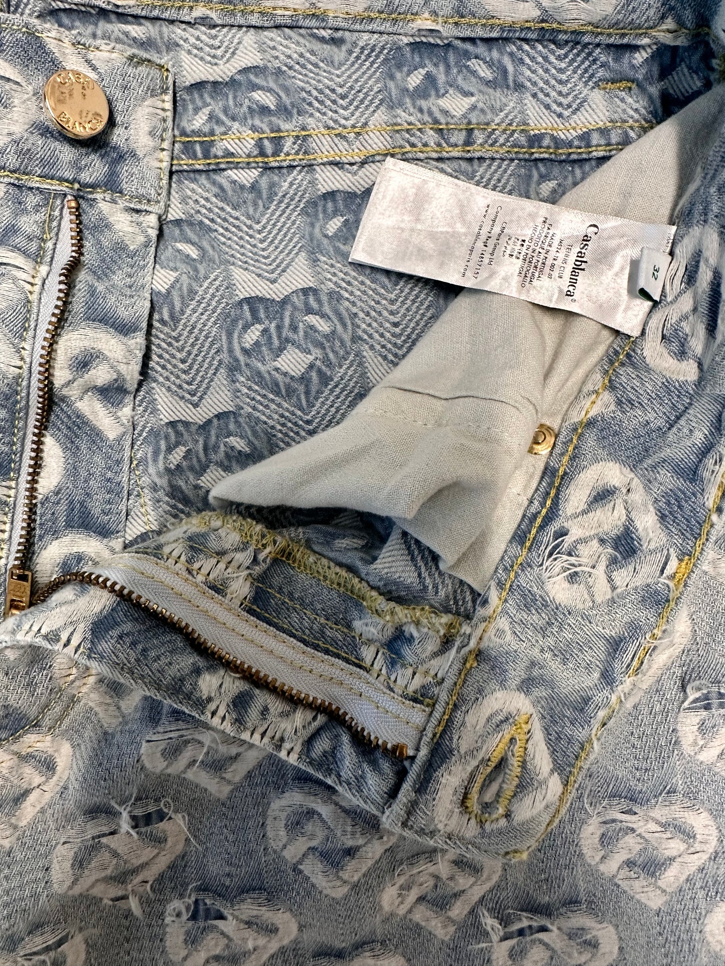 Casablanca Indigo Heart Monogram Jacquard Straight Leg Jeans