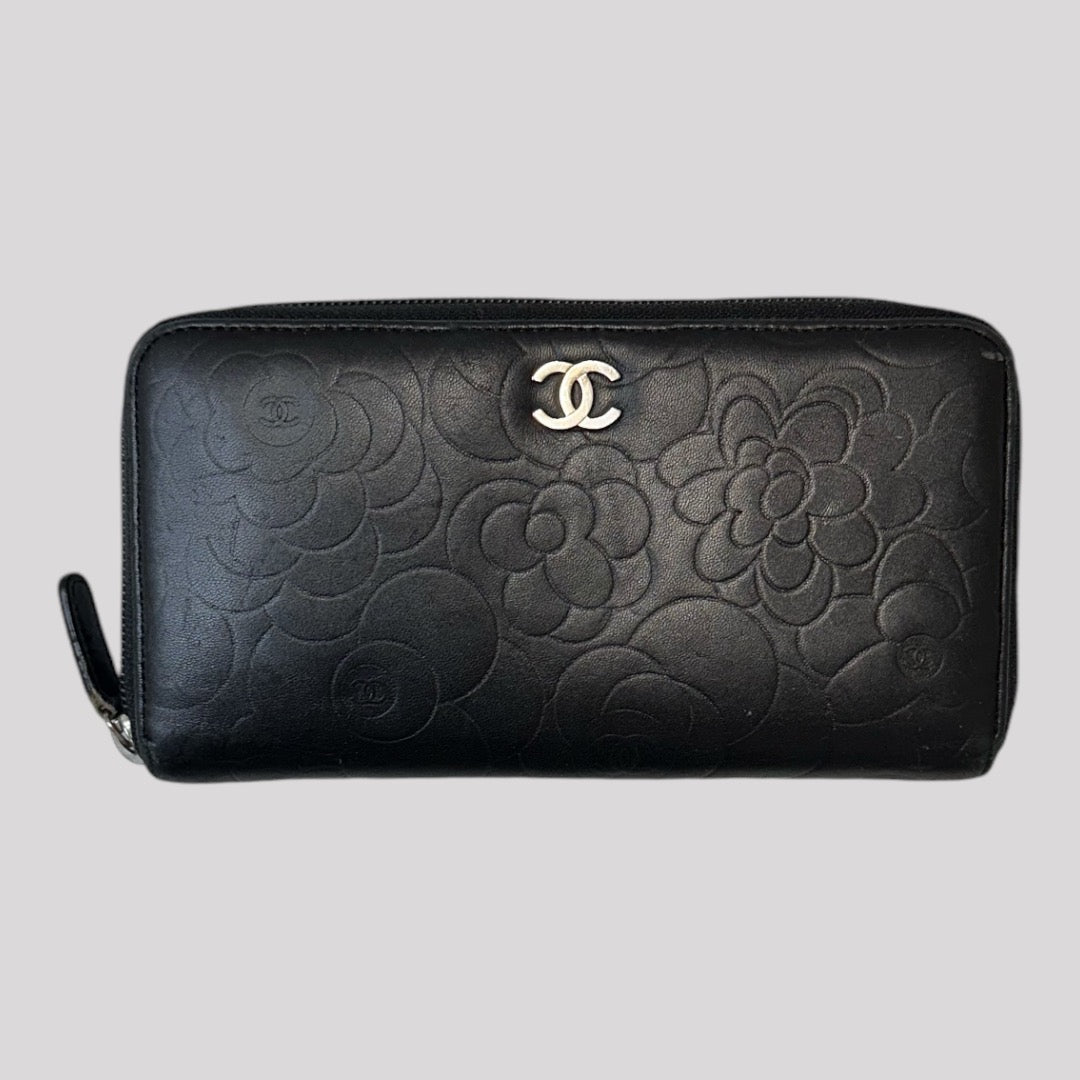 Chanel COCO Camellia Round Zipper Long Wallet