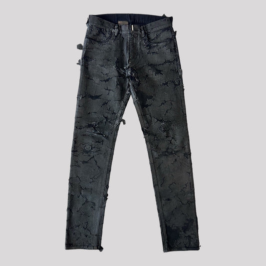 Givenchy Black Cracked Denim Pants