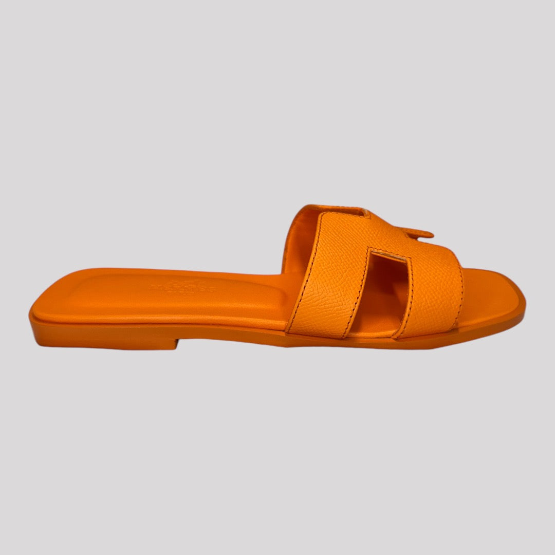 Hermes Oran Orange Sunset Epsom Sandals