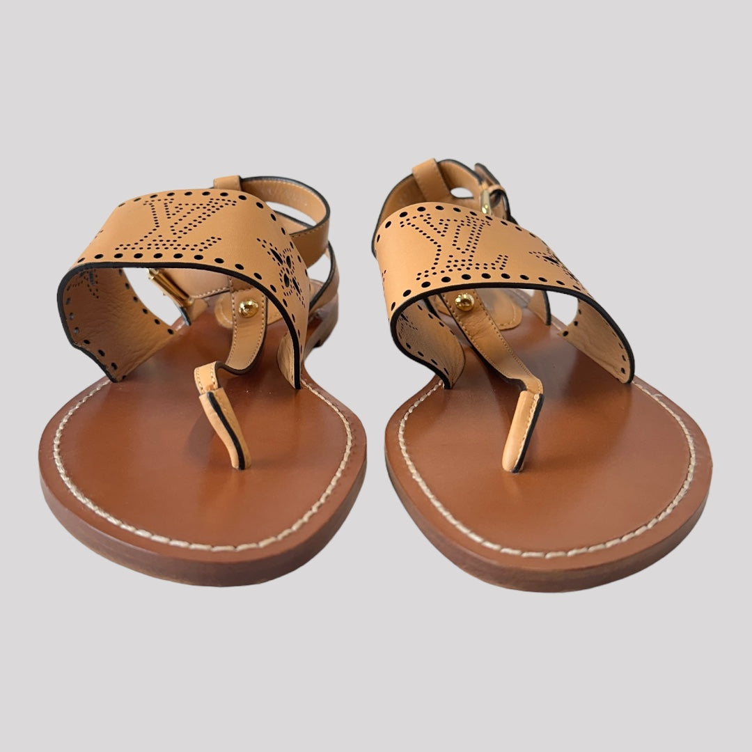 Louis Vuitton Calfskin Perforated Horizon Flat Sandals