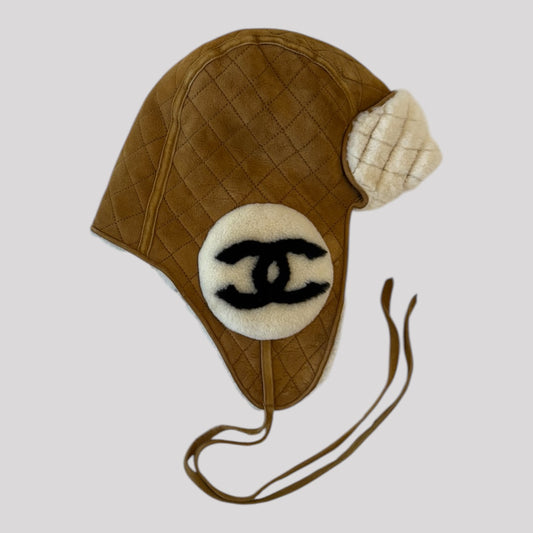 Chanel Quilted Shearling Trapper Hat
