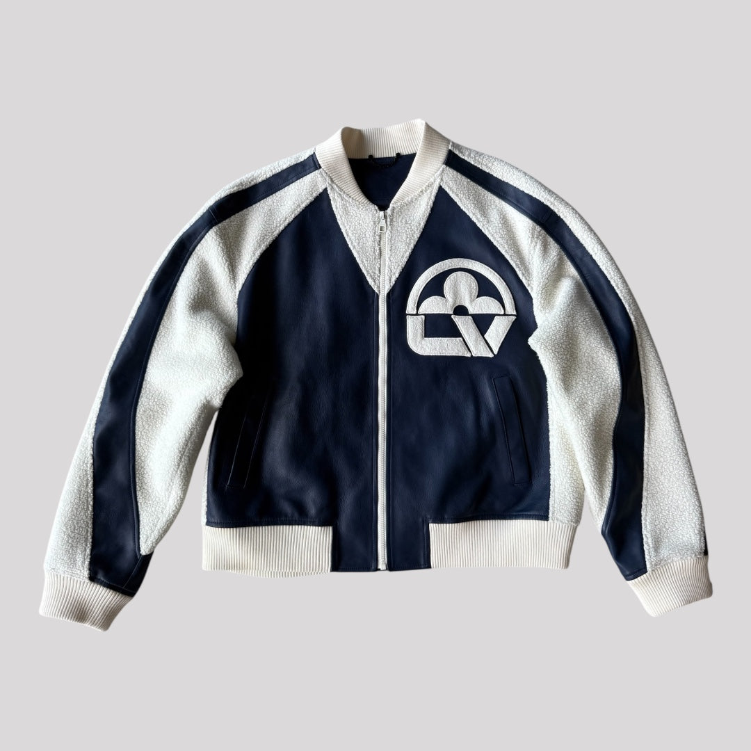 Louis Vuitton Floral Leather Mix Teddy Varsity Jacket