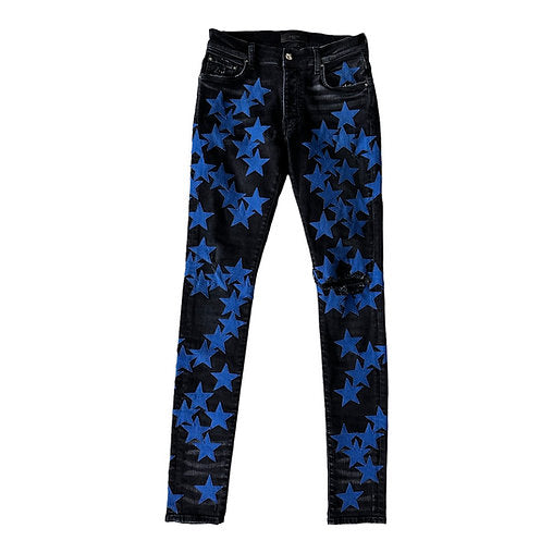 Amiri Chemist Blue Star Suede Patch Jeans