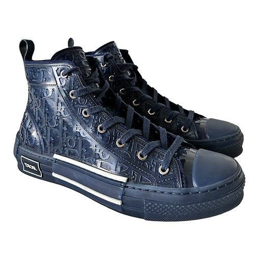 Dior B23 Transparent Canvas Raised Oblique High Top Sneakers