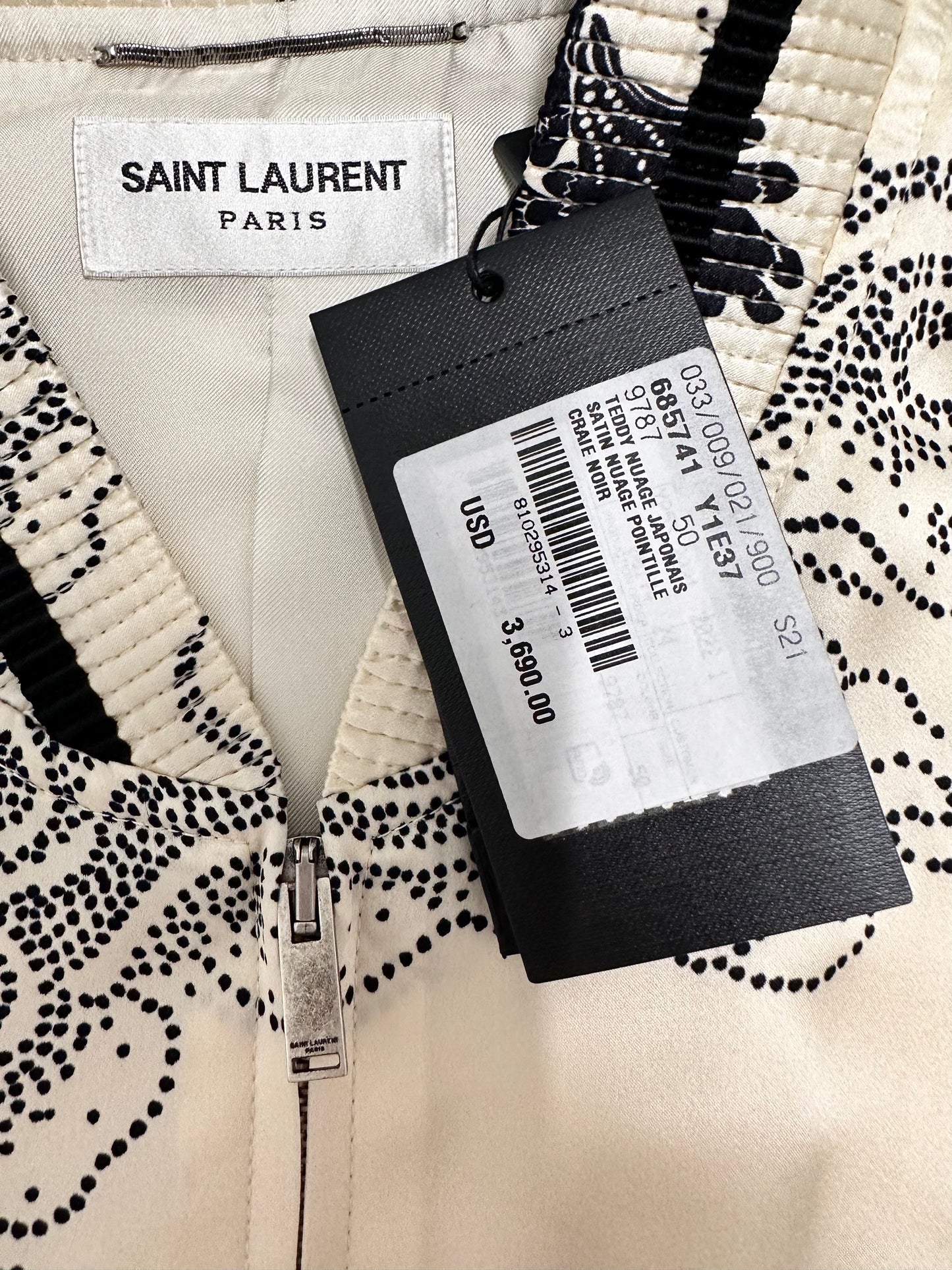 Saint Laurent Japanese Cloud-Print Silk Bomber Jacket