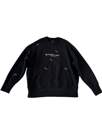 Givnechy Split Logo Pierced Oversized Sweatshirt