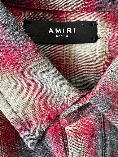 Amiri Flannel Frayed-hem Plaid Shirt