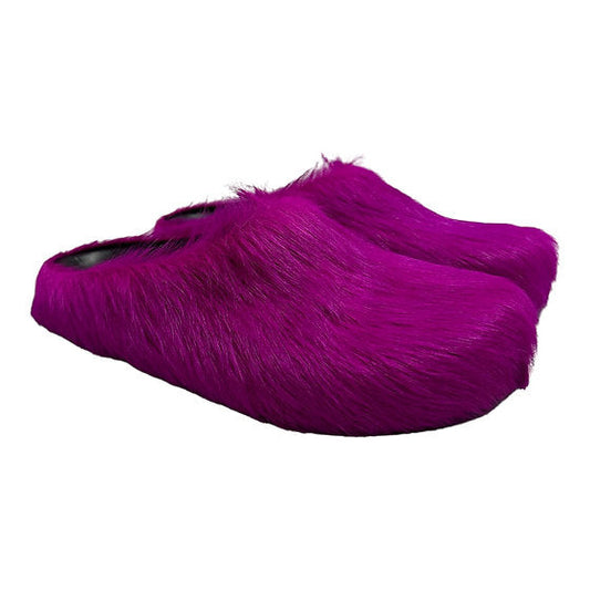 Marni Fuchsia Long-hair Calfskin Fussbett Sabot Mules