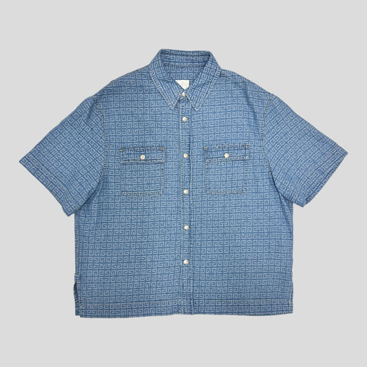 Givenchy 4G-Jacquard Short Sleeve Denim Shirt