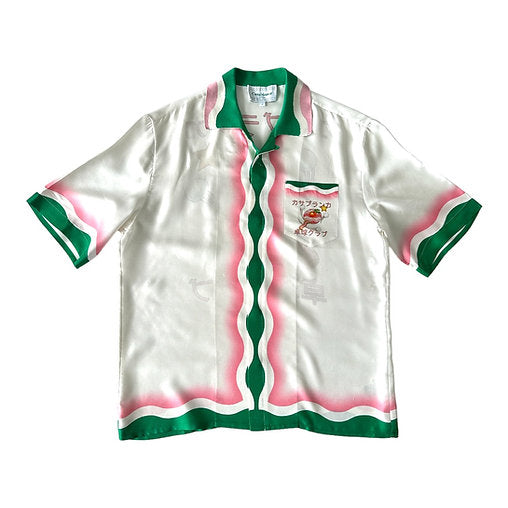 Casablanca Le Jeu De Ping Pong Silk Shirt W Knit Collar