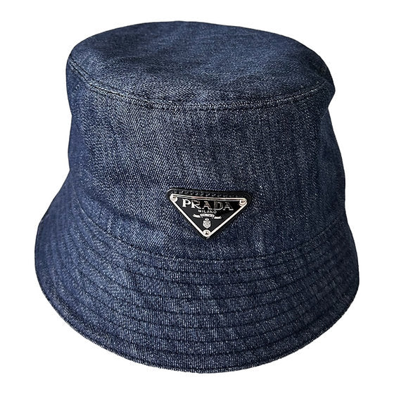 Prada Logo Denim Bucket Hat