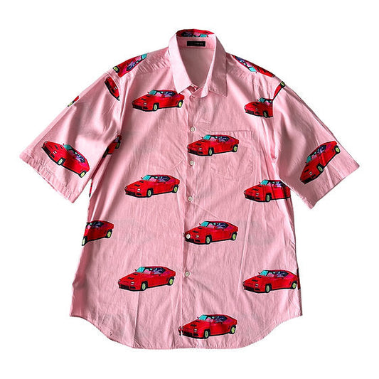 Versace Cars Print Cotton Dress Shirt