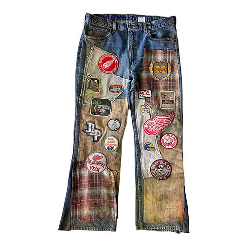 Levis Vtg Custom Patchwork Flare Jeans