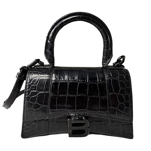 Balenciaga Black Embossed Hourglass XS Handle Bag