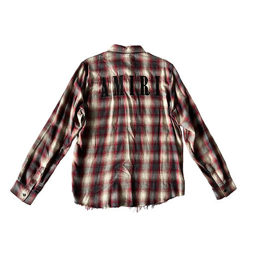 Amiri Flannel Frayed-hem Plaid Shirt