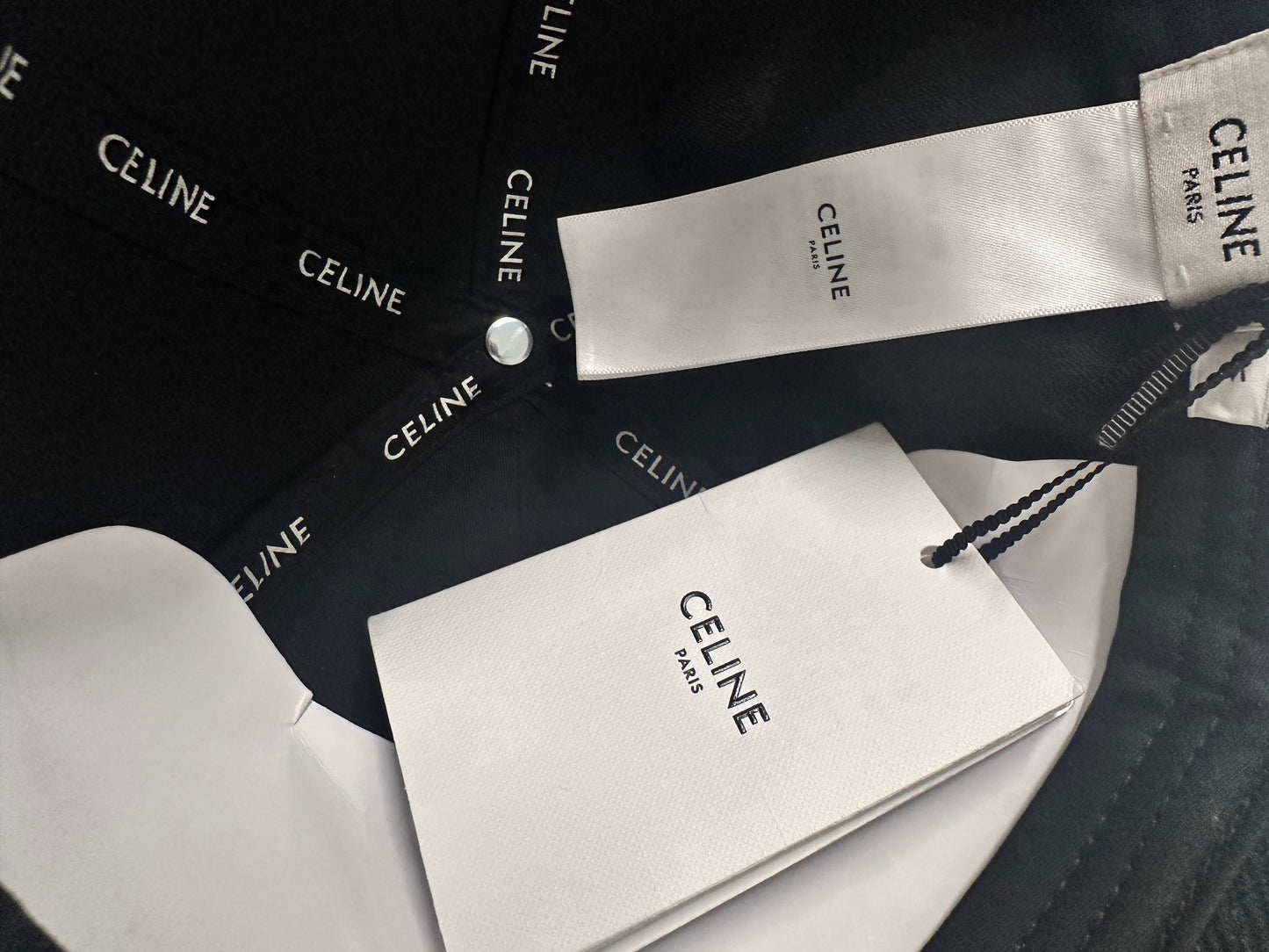 Celine Studded Logo Corduroy Baseball Cap