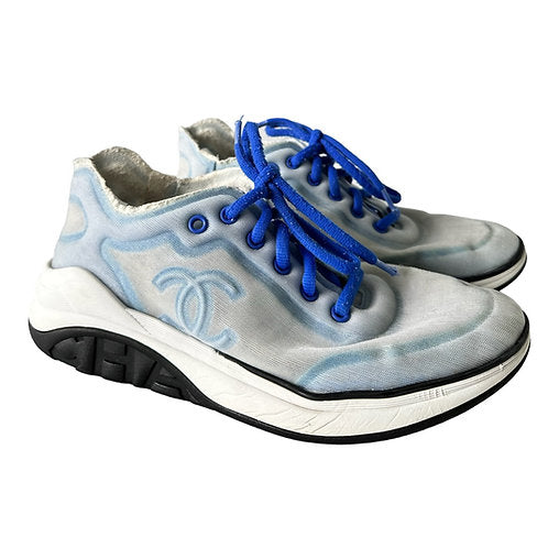 Chanel Blue Interlocking CC Logo Sneakers