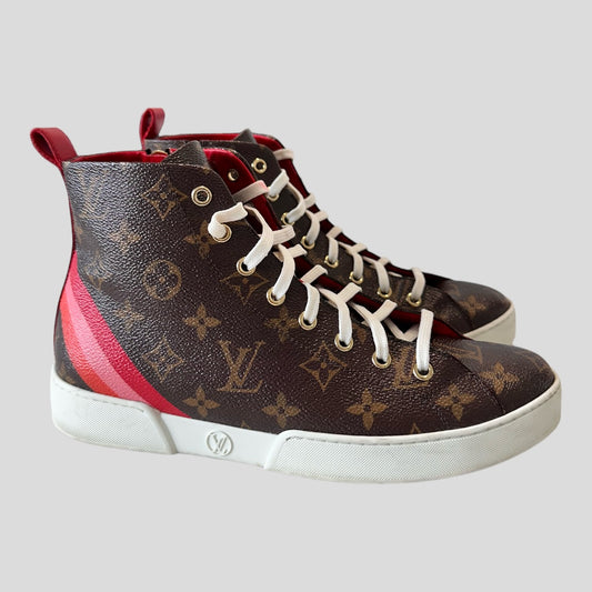 Louis Vuitton Calfskin Patent Monogram Stellar sneaker Boots