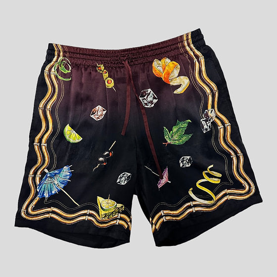 Casablanca Sunset Print Drawstring Shorts