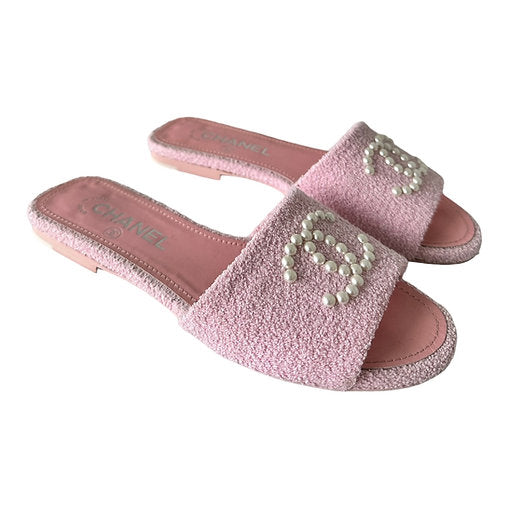 Chanel 22C Pink Pearl Cc Logo Mules