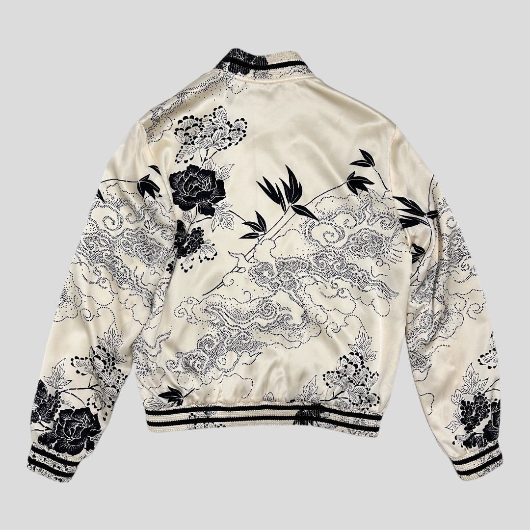 Saint Laurent Japanese Cloud-Print Silk Bomber Jacket