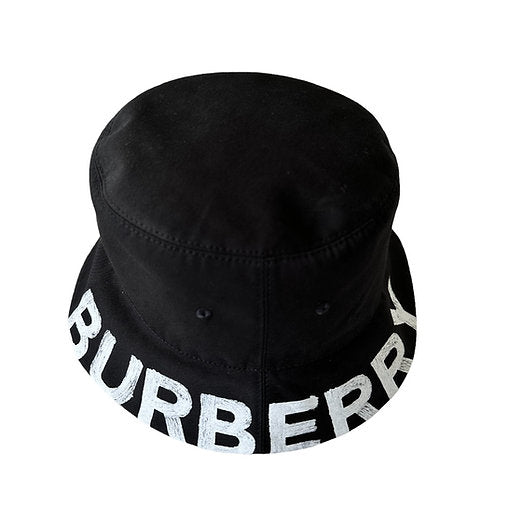 Burberry Reversible Logo Print Cotton Gabardine Bucket Hat