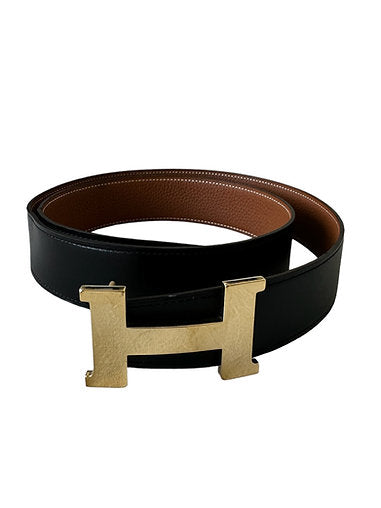 Hermes H Gold Belt Buckle And Reversible Strap