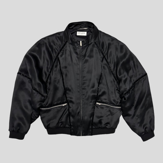 Saint Laurent Satin Teddy 80s Bomber Jacket