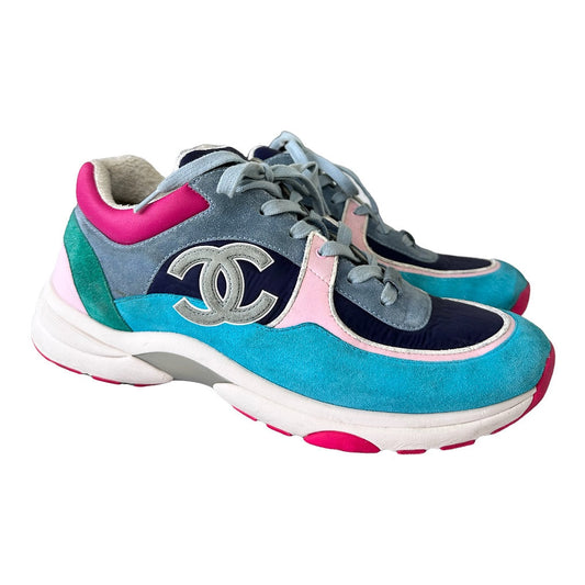 Chanel CC Logo Multi Suede Color Low Top Trainers