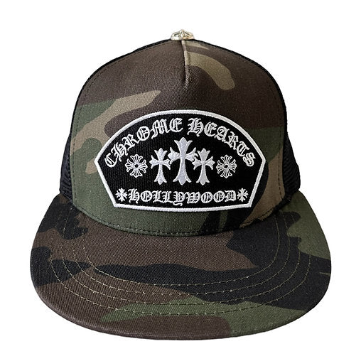 Chrome Hearts 3 Cross Hollywood Camo Trucker Hat