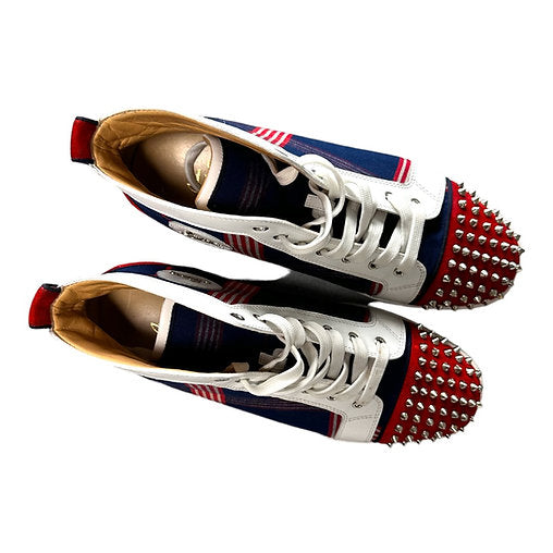 Christian Louboutin Lou Spikes Veau Velours Tissu Basque