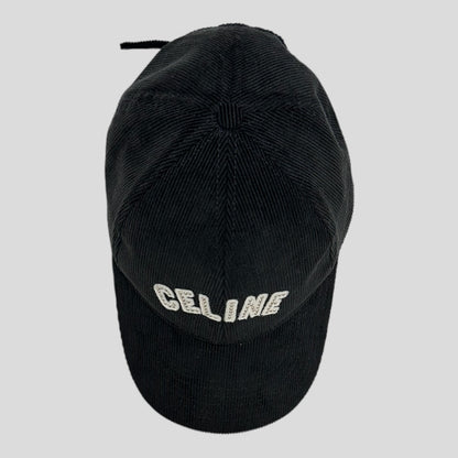 Celine Studded Logo Corduroy Baseball Cap