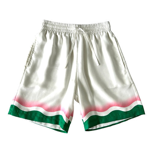 Casablanca Le Jeu De Ping Pong Drawstring Silk Shorts