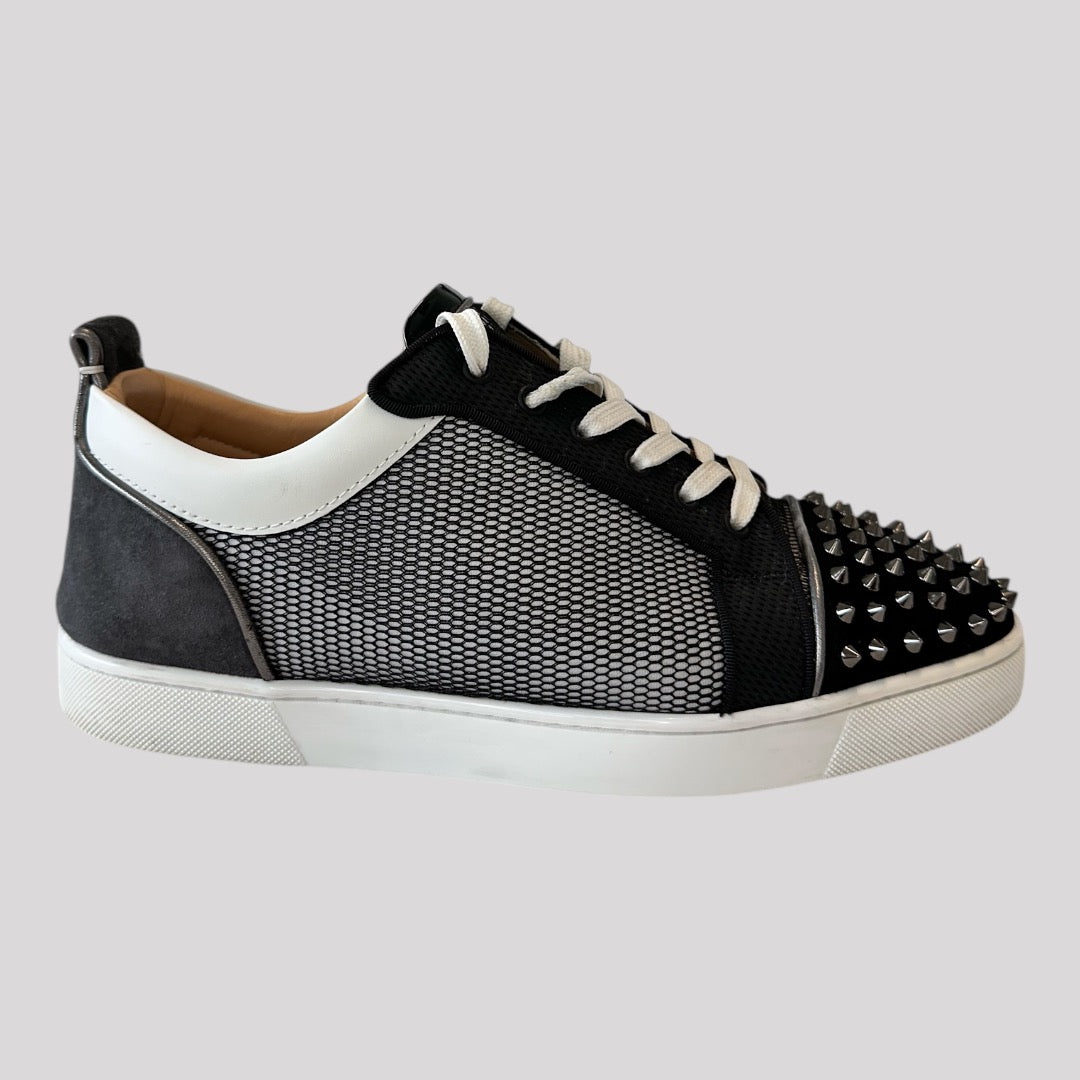 Christian Louboutin Spike Accents Colorblock Pattern Sneakers