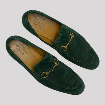 Gucci Jordaan Horsebit Suede Loafers