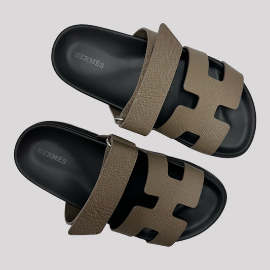 Hermes Chypre Natural Calfskin Leather Sandals