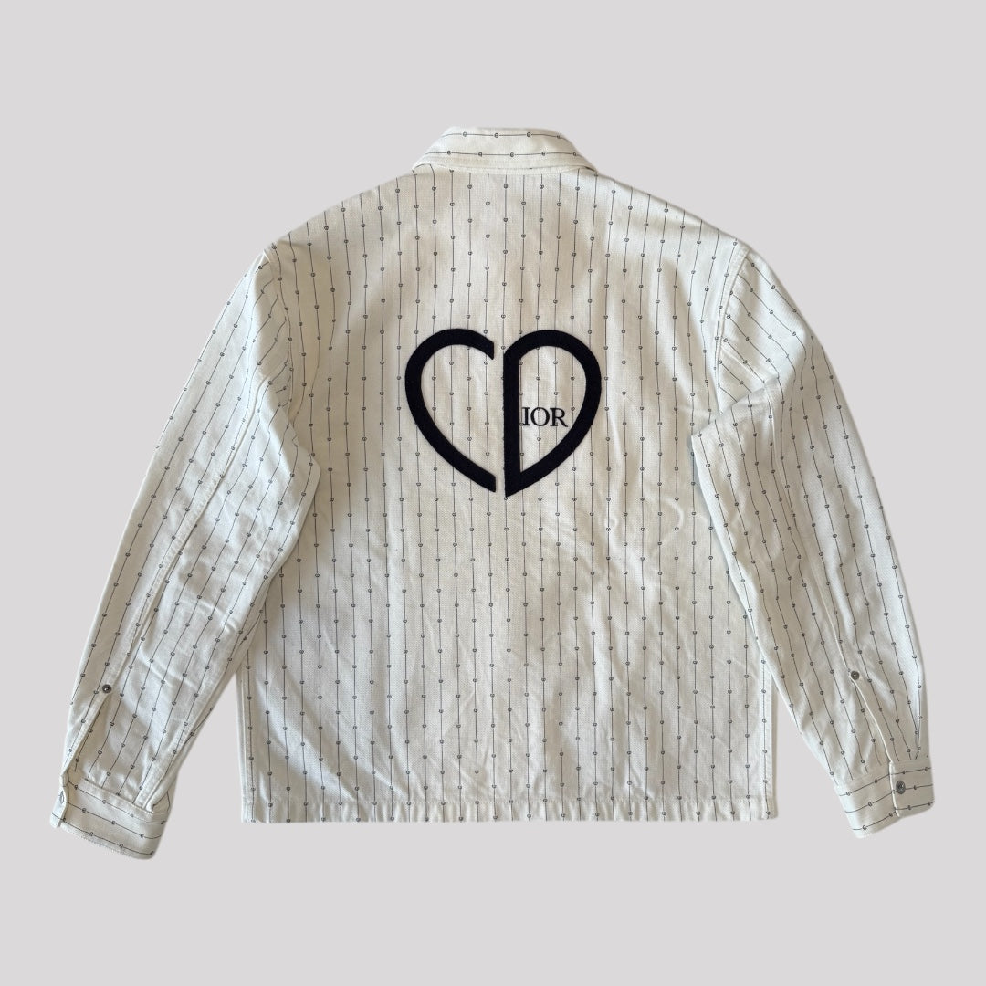 Dior CD Heart Logo Stripe Zip-Up Shirt Jacket