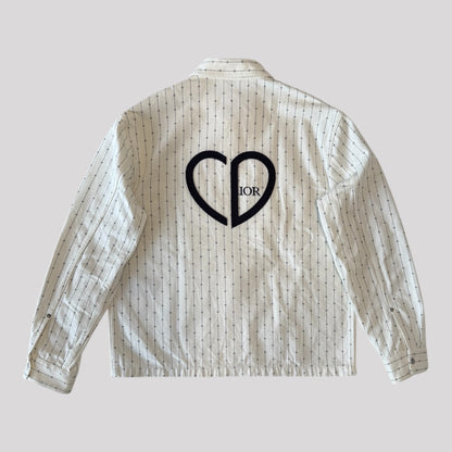 Dior CD Heart Logo Stripe Zip-Up Shirt Jacket