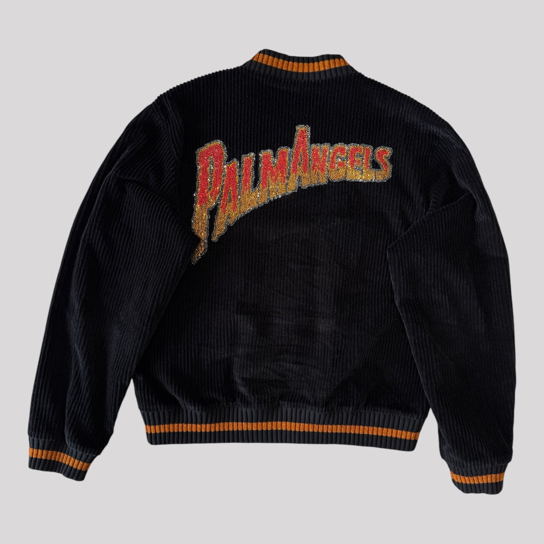 Palm Angels Logo Embellished CottonCorduroy Bomber Jacket