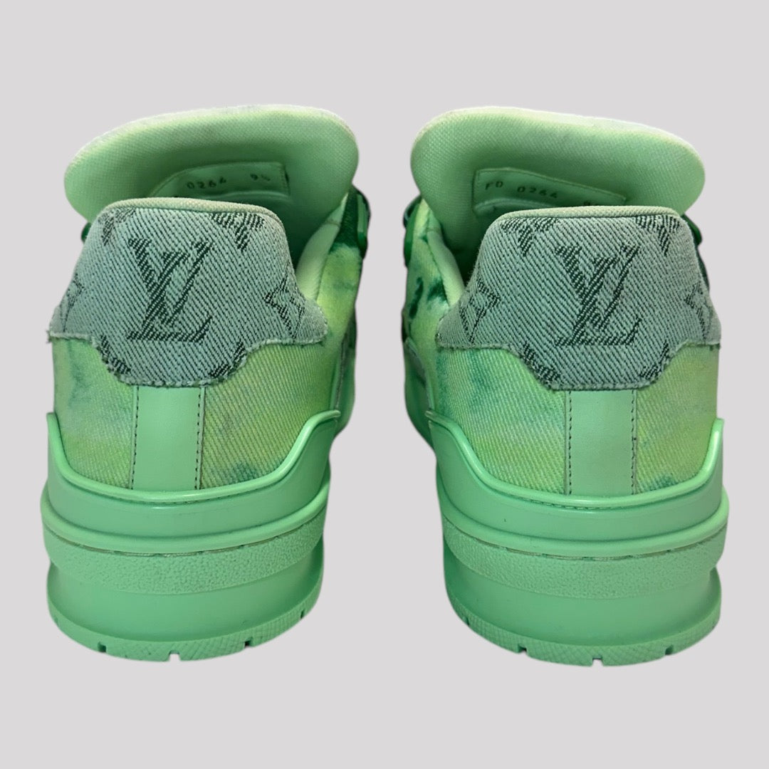 Louis Vuitton Denim Green LV Trainer Sneakers