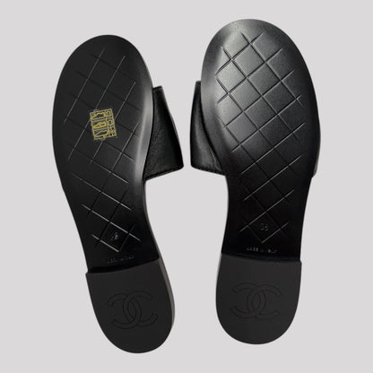 Chanel Interlocking Logo Quilted Leather Slides