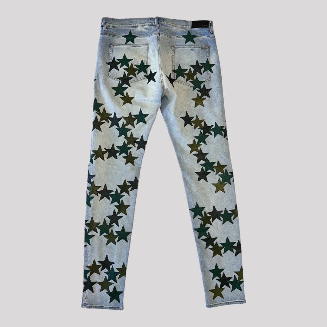 Amiri Chemist Stars Leather Jeans