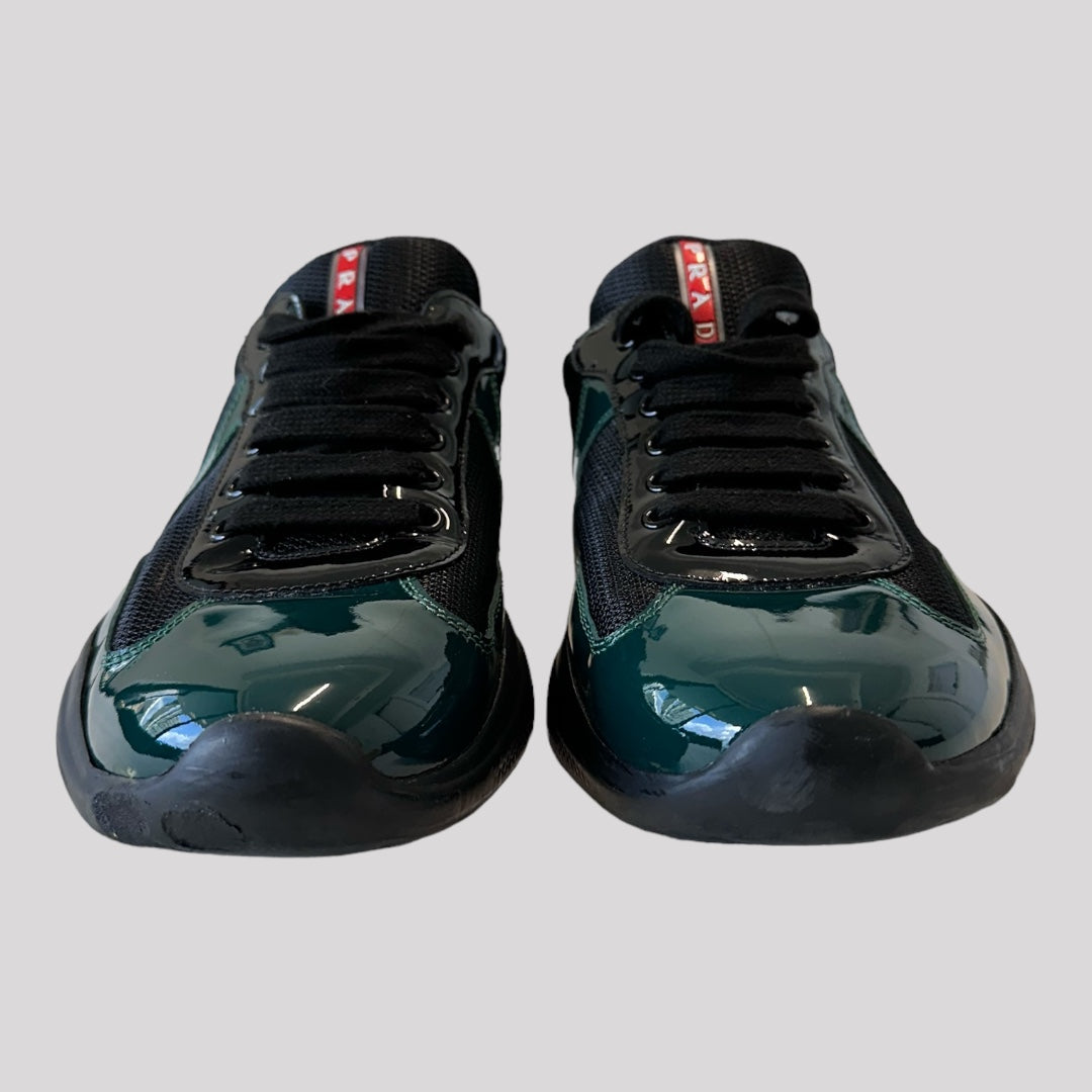 Prada American Cup Green Patent Black Sneaker