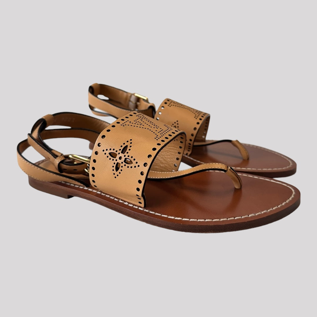 Louis Vuitton Calfskin Perforated Horizon Flat Sandals