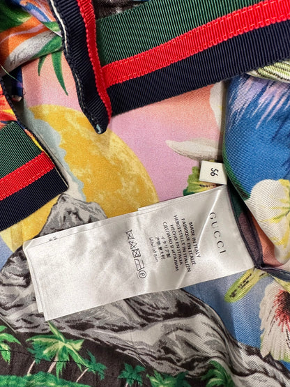 Gucci Hawaiian Camp-collar Grosgrain Trimmed Floral Silk Shirt