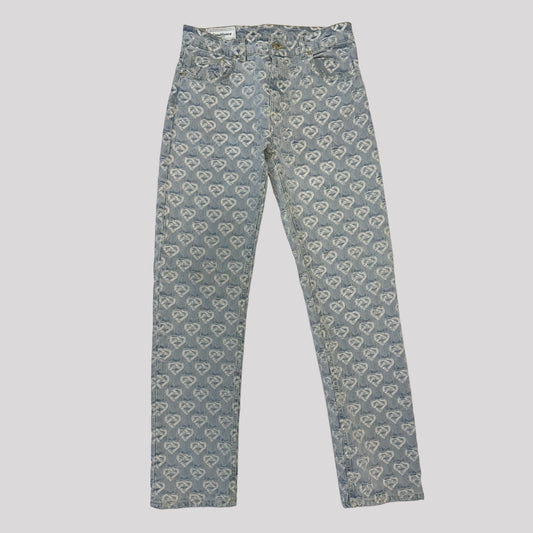 Casablanca Indigo Heart Monogram Jacquard Straight Leg Jeans
